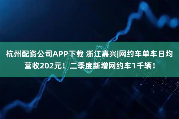 杭州配资公司APP下载 浙江嘉兴|网约车单车日均营收202元！二季度新增网约车1千辆！