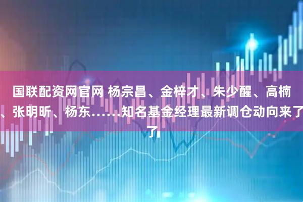 国联配资网官网 杨宗昌、金梓才、朱少醒、高楠、张明昕、杨东……知名基金经理最新调仓动向来了