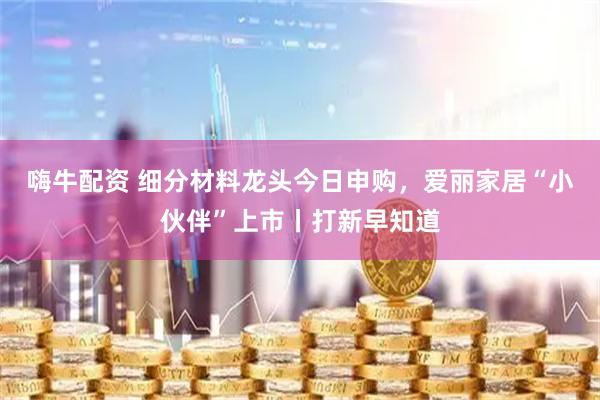 嗨牛配资 细分材料龙头今日申购，爱丽家居“小伙伴”上市丨打新早知道